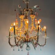 Rezzonico Venetian chandelier in multicolored Murano glass, 12 light arms, circa 1900