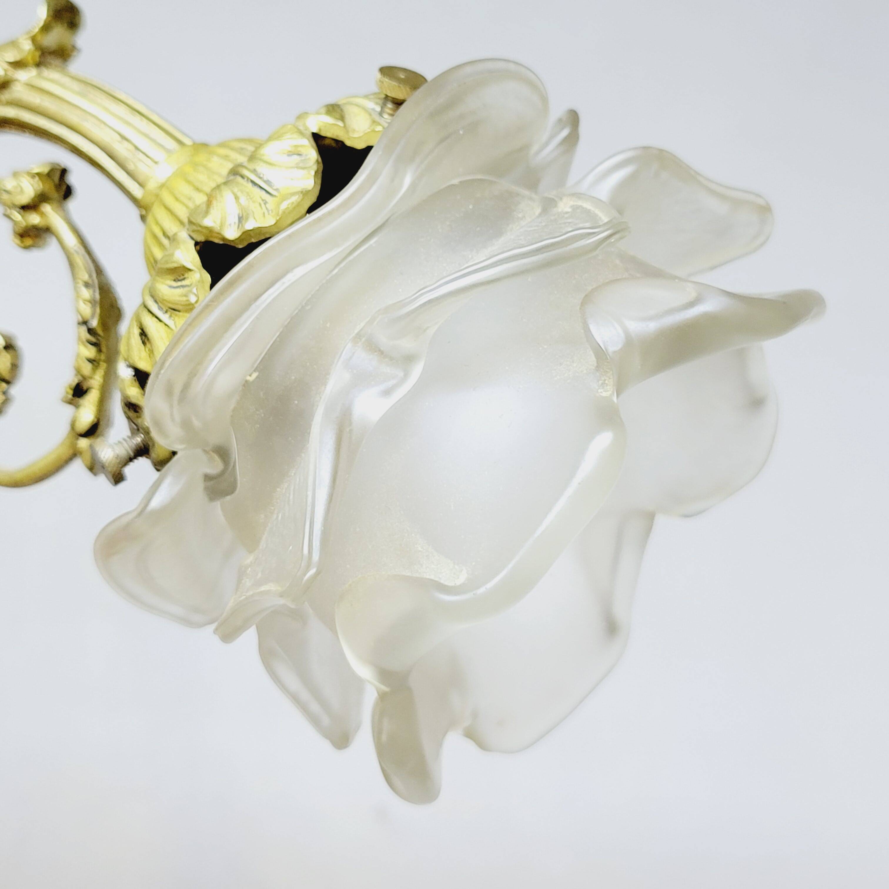 2 19th Century Gilt Bronze Wall Sconces with Molded Glass Globes in the Shape of