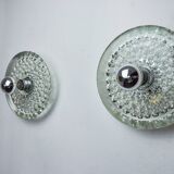 Pair of Space-age wall lights by Peill & Putzler, blown Murano glass, Germany, 1970