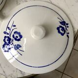 Soup tureen Saint-Amand blue flowers 30s-40s