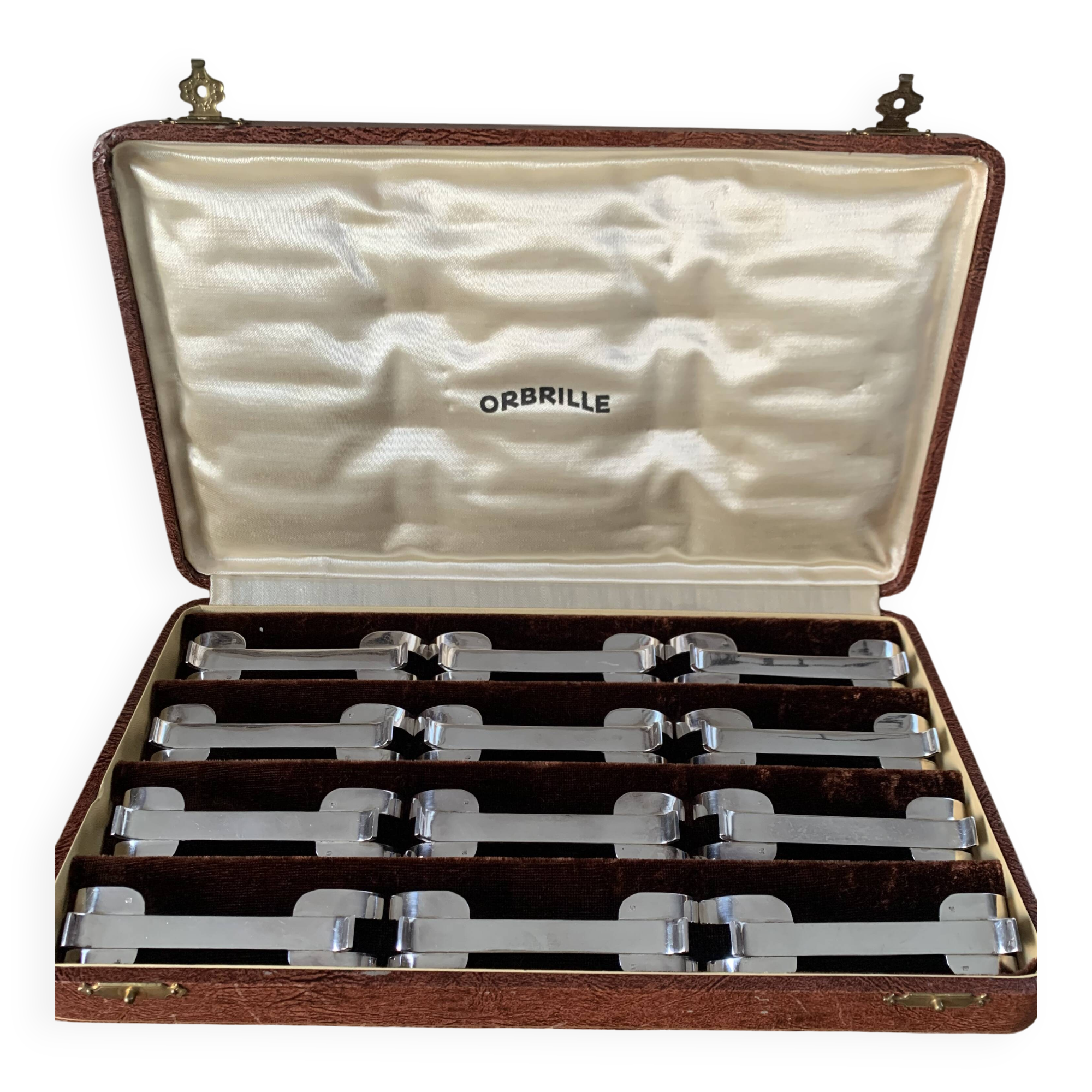 Box of 12 Orbrille silver-plated knife rests