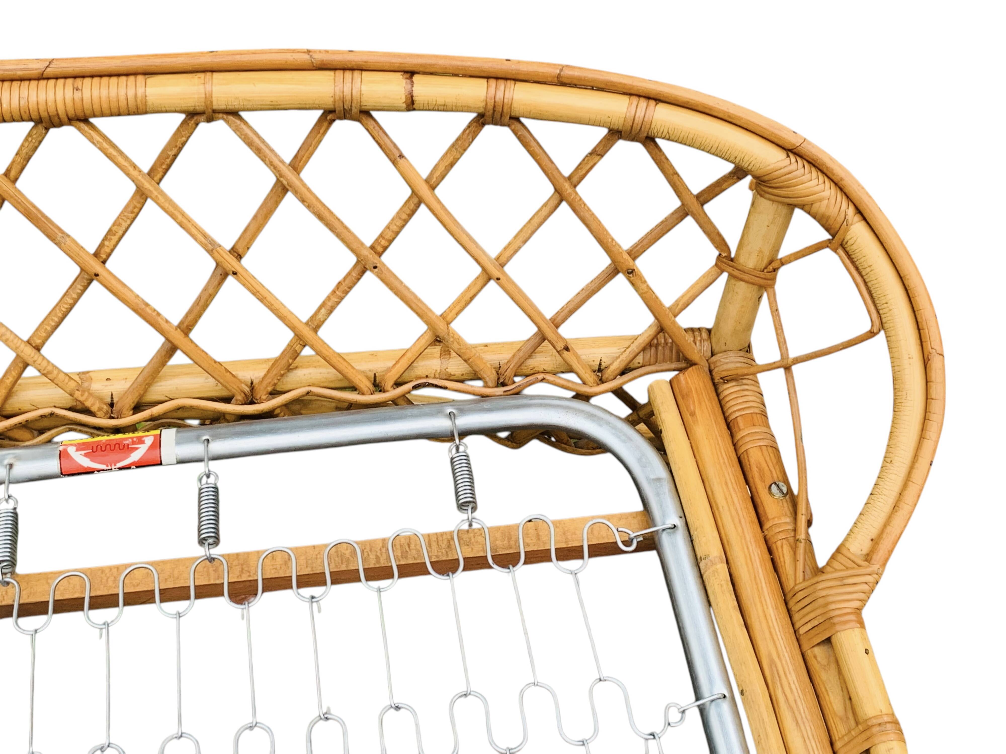 Rattan basket bed 90x190 vintage 1960