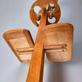 Rare oak and ceramic floor lamp – Guillerme et Chambron, 1950s
