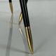 Round table Twist, high-gloss laminate and brass details, handmade, size S