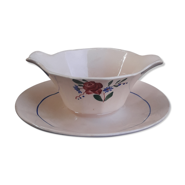 Saucière rose en faïence de Digoin Sarreguemines modèle 9177