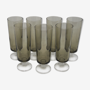 Lot de 7 flutes à champagne Luminarc couleur fumé