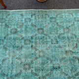Turkish oushak 6x9 aqua rug for bedroom -aqua vintage rug aqua moon.133