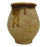 Pot in glazed beige brown terracotta, southwest of the France