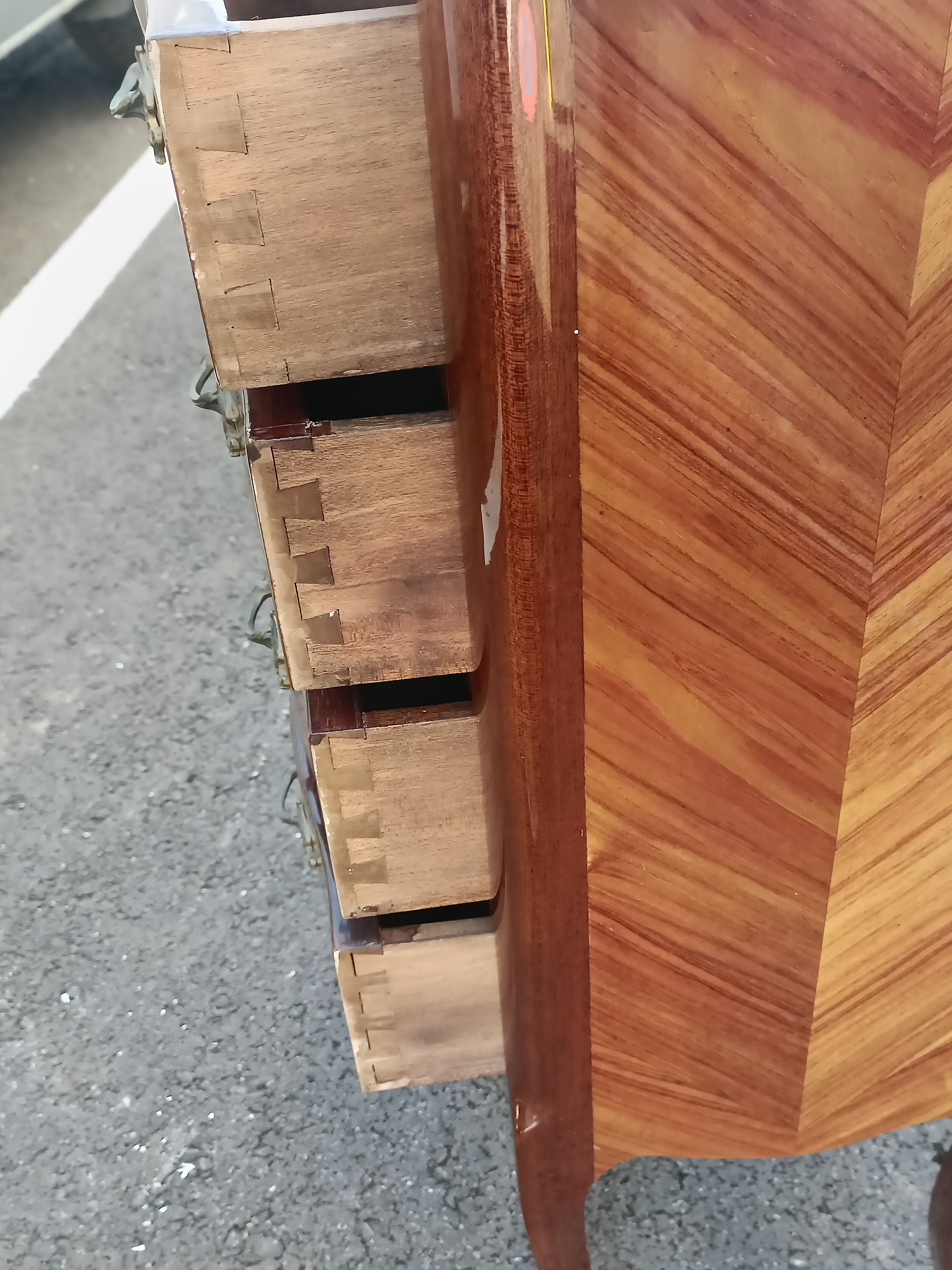 Dresser chiffon marquetry style louis xv marble top