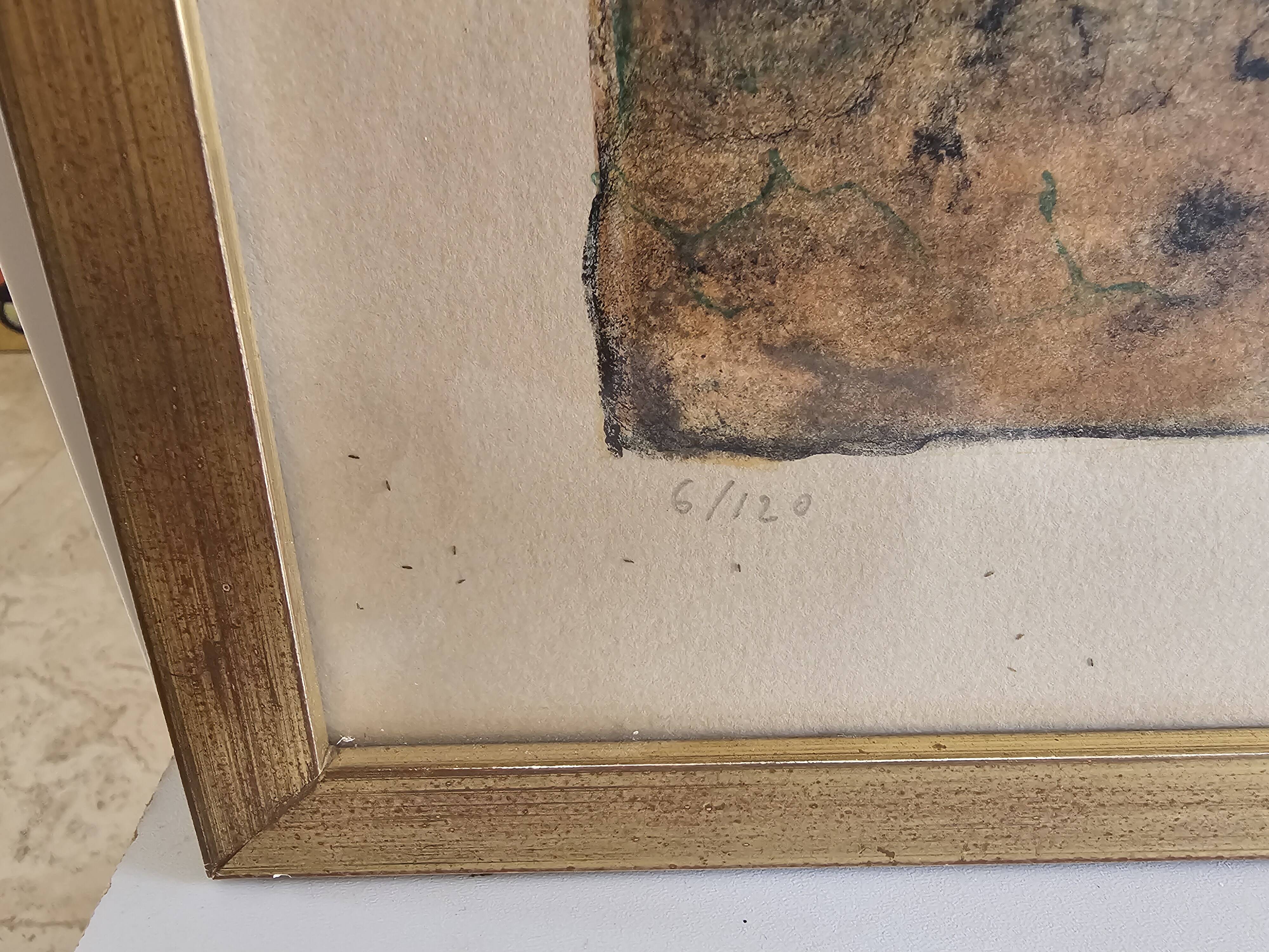 Tableau Lithographie ancienne - Paysage forêt - Bernard Gantner