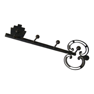 Hammered wrought iron coat rack