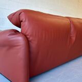 3-seater sofa Cassina Maralunga in red leather