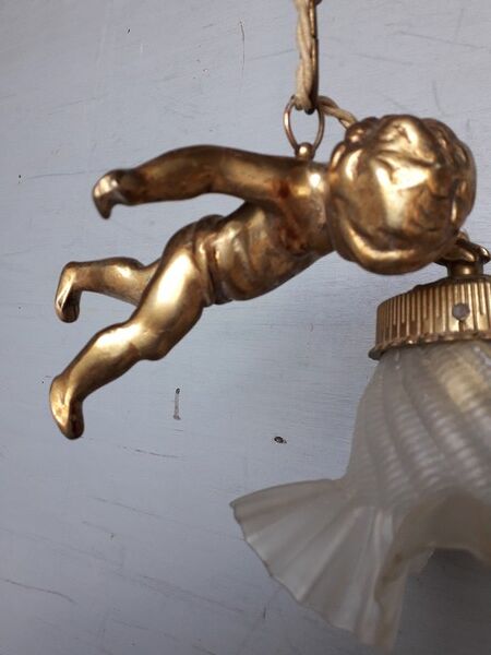 Hanging chandelier / bronze angel dore ep 1940/50