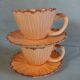 6 tasses à café et soucoupes style barbotine