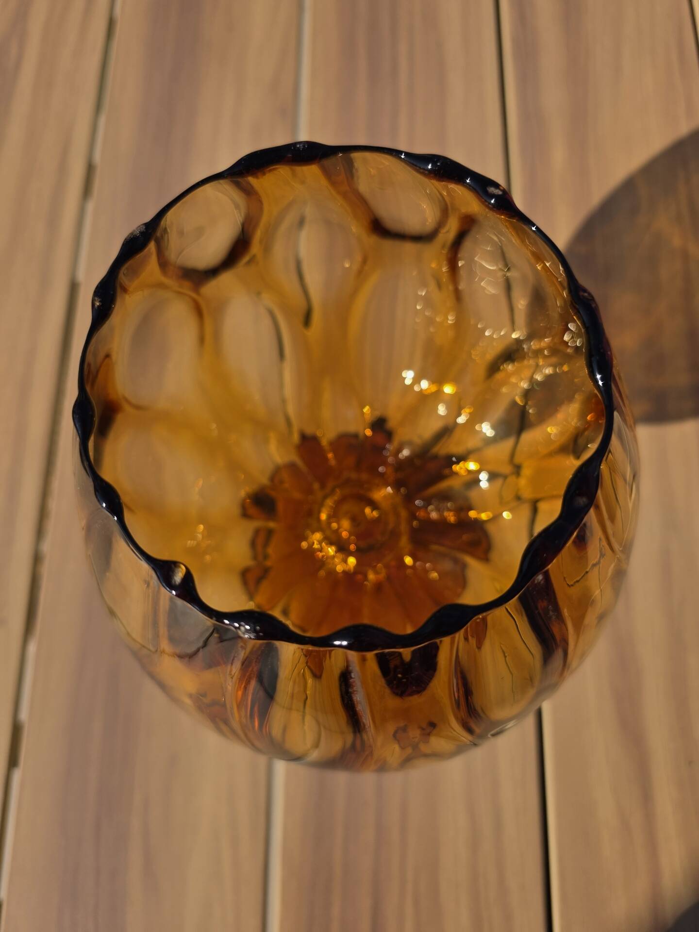 Giant glass 31 cm Empoli blown amber vintage