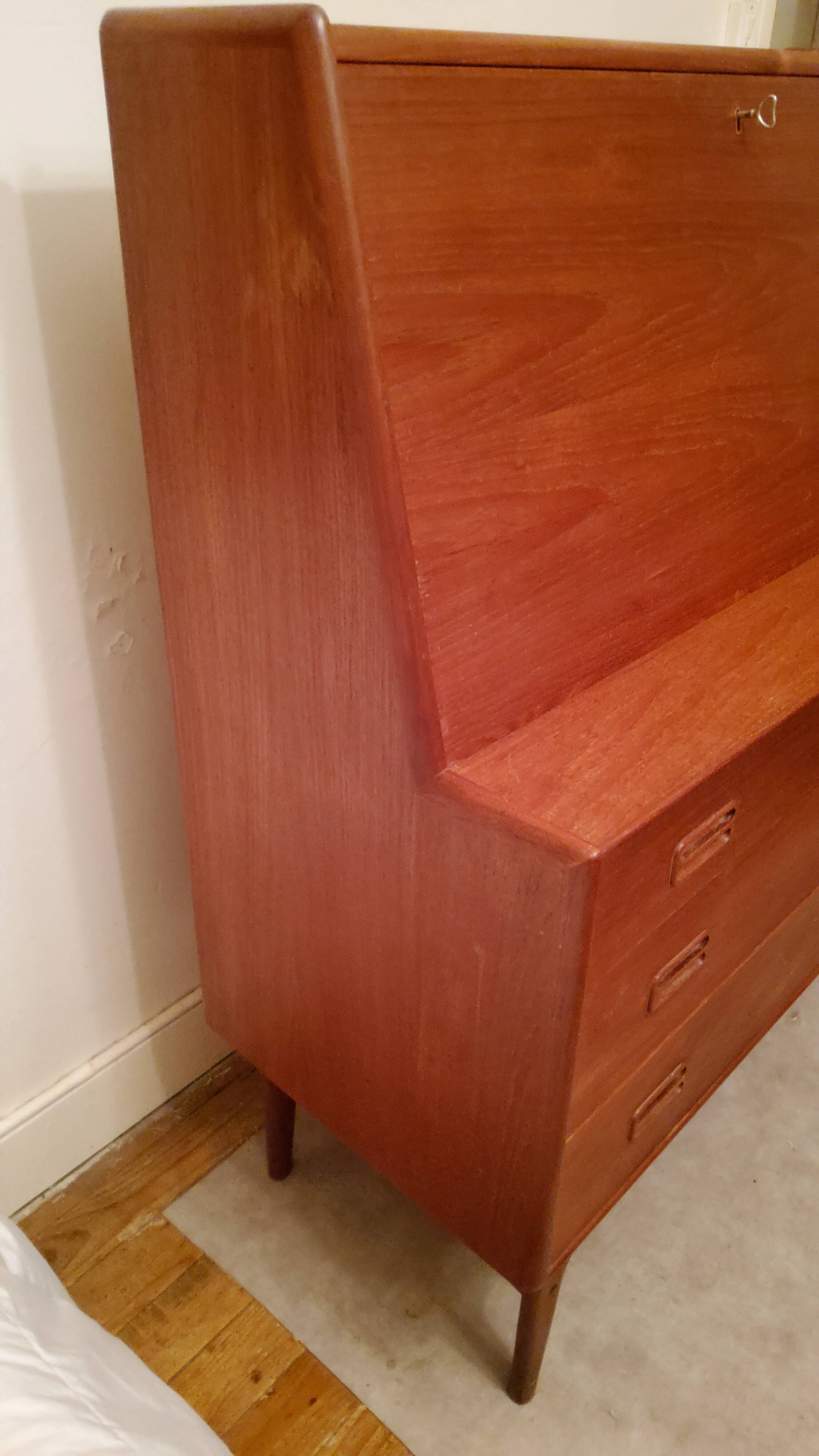 Convenient Danish teak secretary Craftsmanship M.K from the 60s