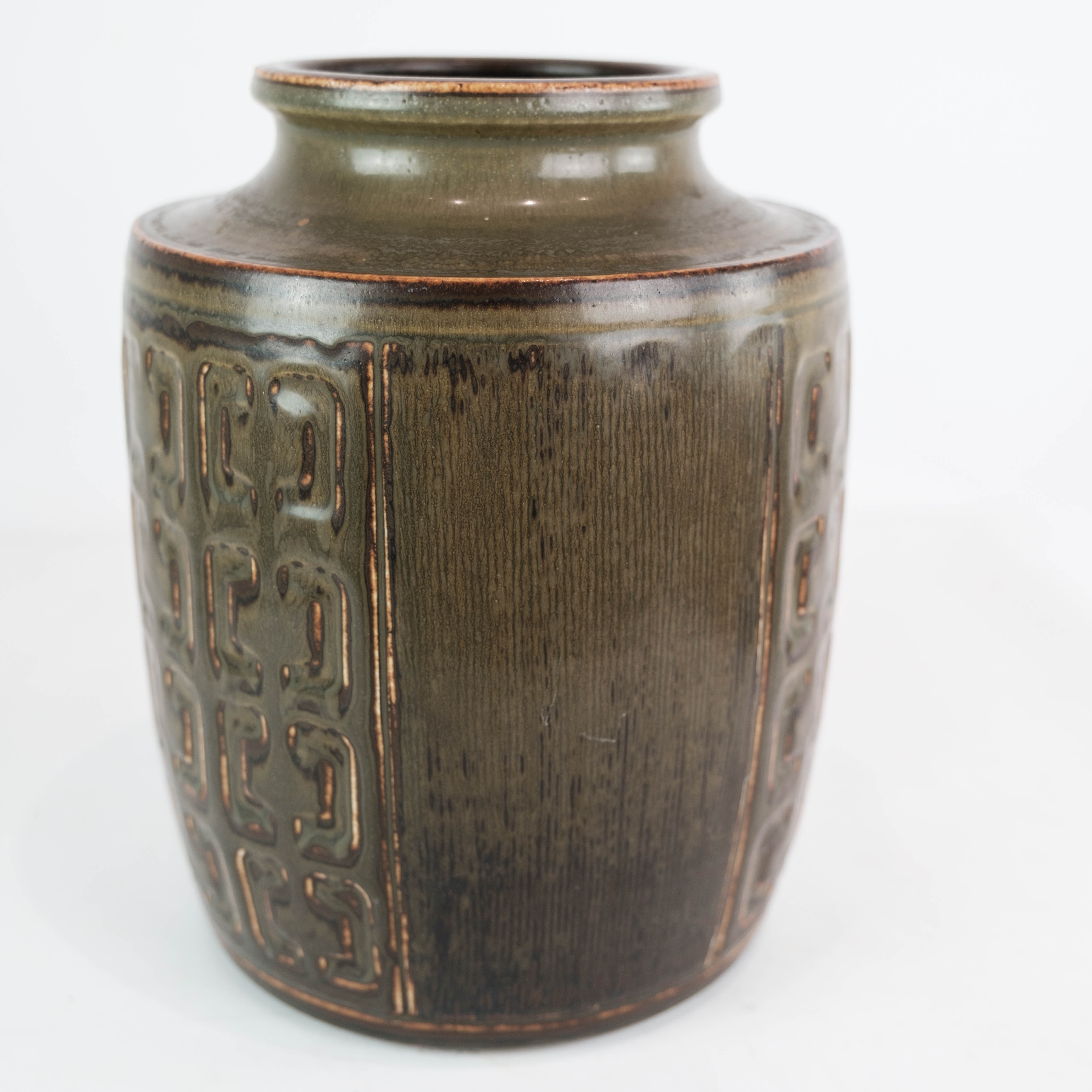 Stoneware vase with dark glaze, no.: 231 by Bing and Groendahl