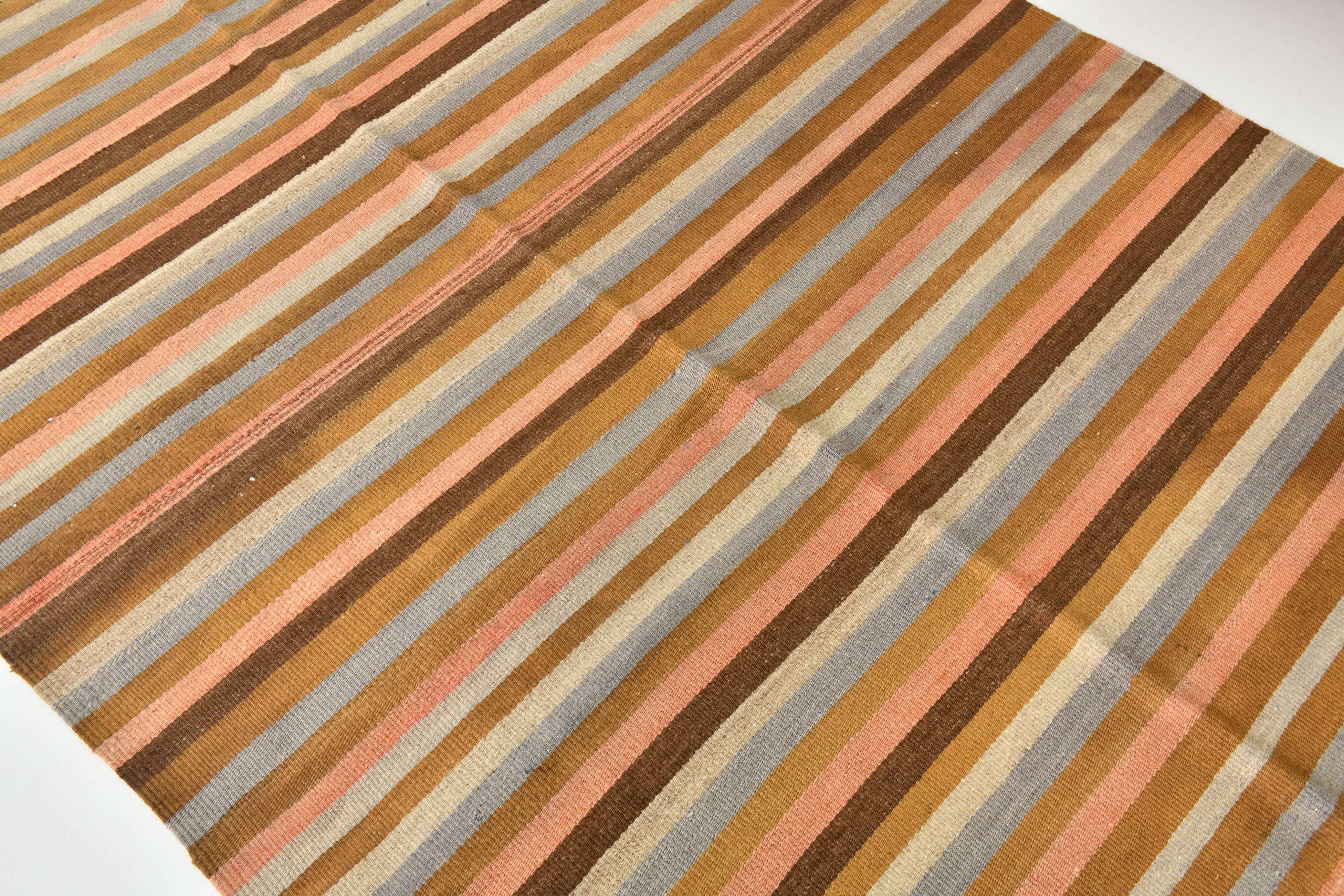 5x7 Mid Century Modern Vintage Kilim Rug, 142x225Cm