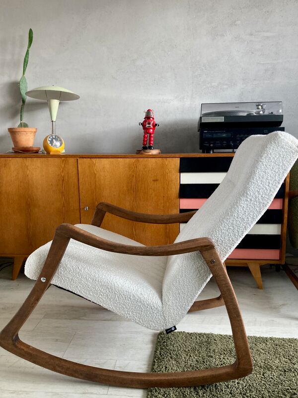 Chaise à bascule originale du milieu du siècle de TON, Tchécoslovaquie, années 1960