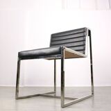 Vintage Bauhaus Black Chair in Chrome and Leatherette