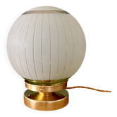Vintage globe table lamp in frosted green and gold glass