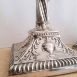 Pair of twisted column candlesticks in silver metal