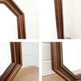 Miroir vintage octogonal en bois massif, rétro salle de bain salon couloir