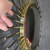 ancien Miroir Soleil Oeil De Sorcière laiton bruni