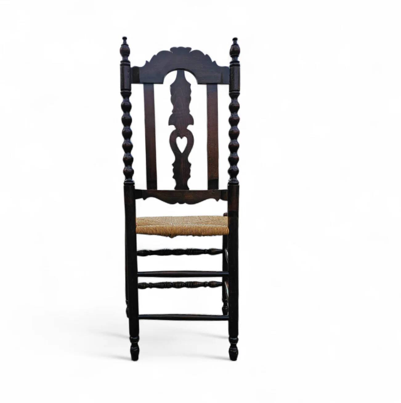 8 (2 x armrest) x ornate wood / bobbin / wicker dining chair / studded chairs
