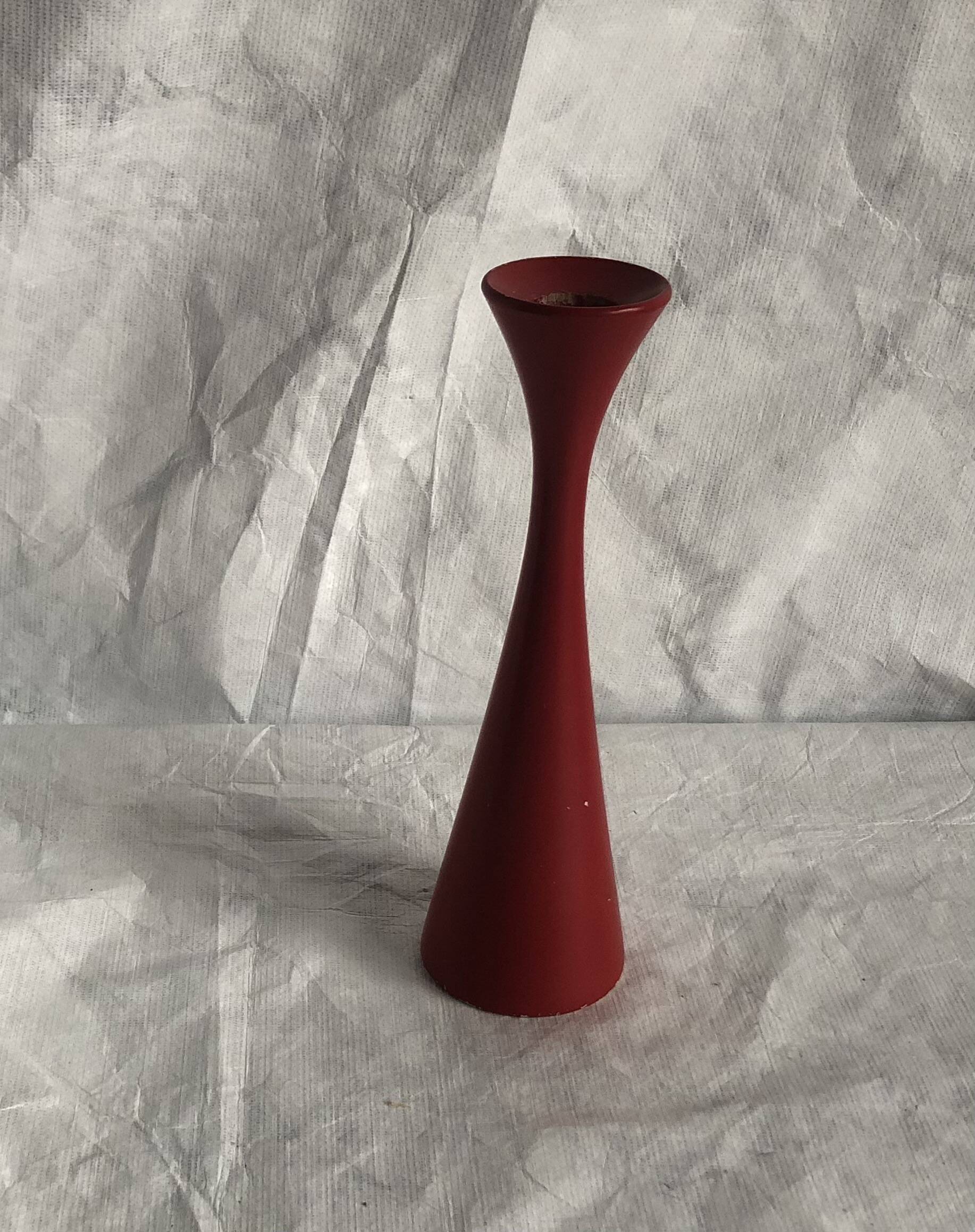 Scandinavian painted wooden candle holder, minimalist atmosphere