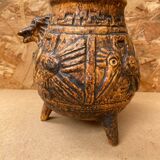 Antique jasba keramik lava pottery vase aztec decor 1970 vintage