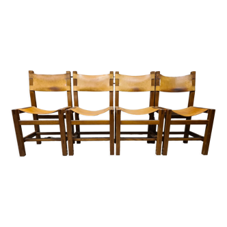 Set of 4 Maison Regain leather chairs