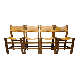 Lot de 4 chaises Maison Regain cuir