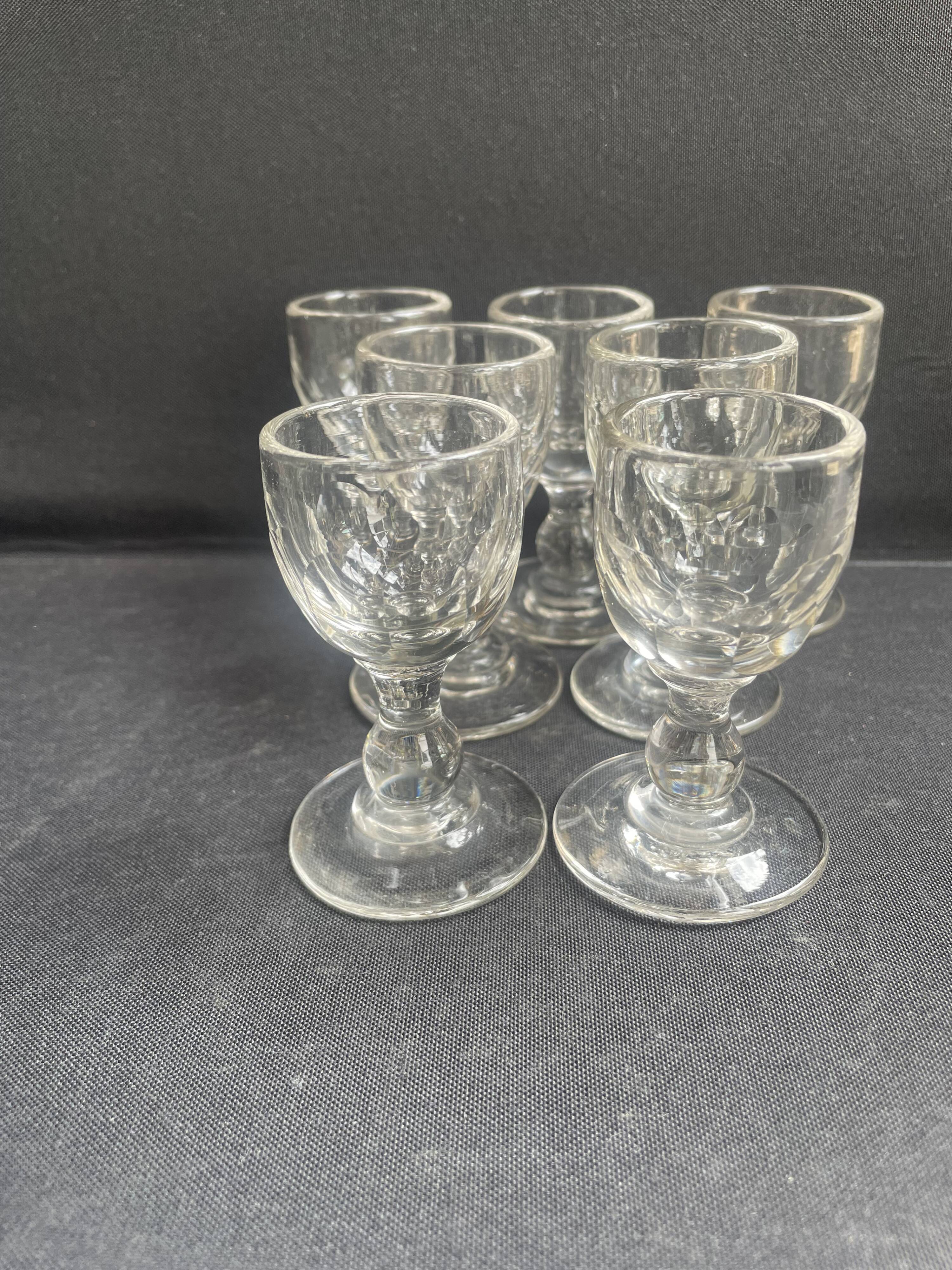 7 liqueur glasses – ½ Strong blown and cut crystal 19th century