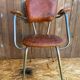 Antique Chrome Metal Armchair + Crocodile Brown Leatherette Seat & Back #C5