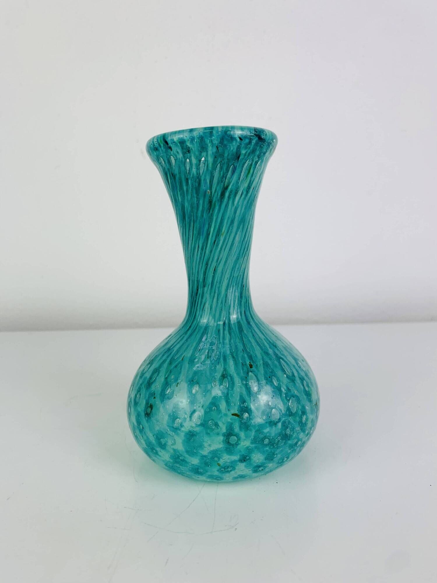 Vintage green/blue blown glass vase