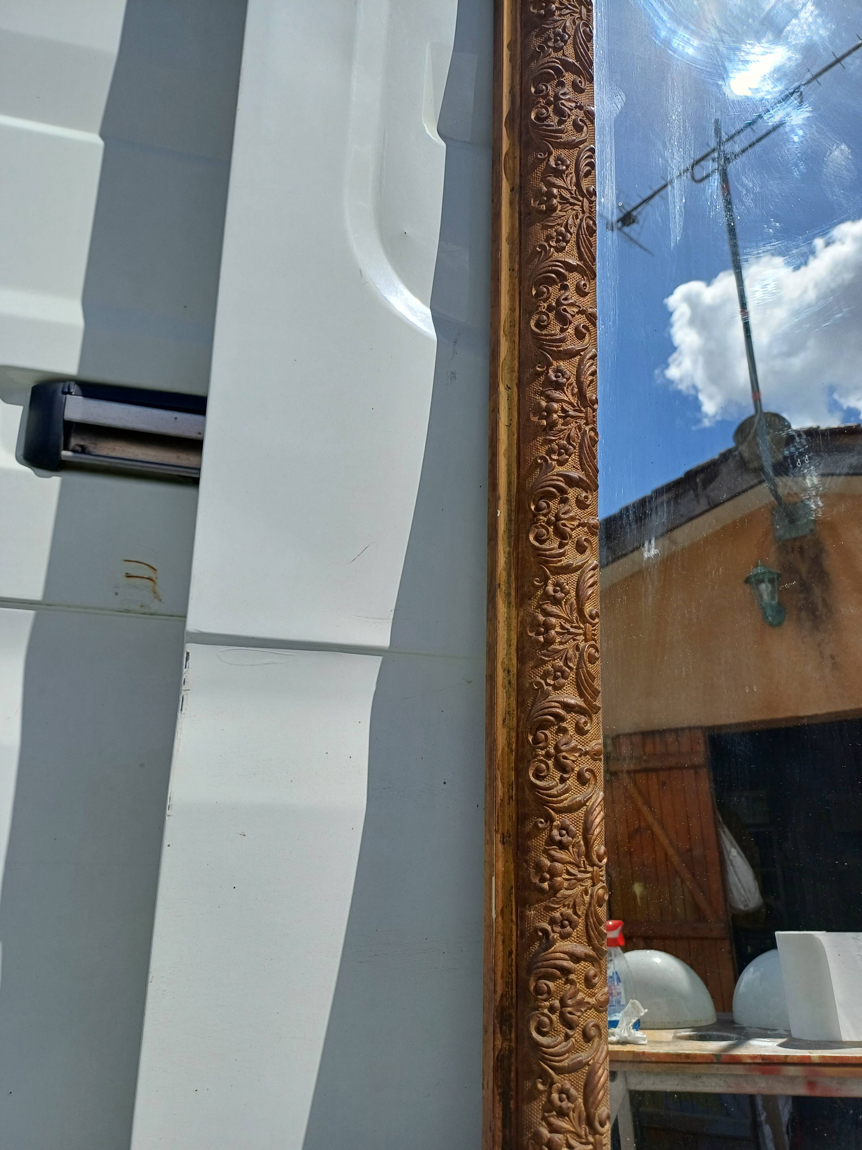Miroir de Cheminée 19 éme en Bois et Stuk Doré