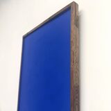 Monochrome table in ultramarine blue, acrylic on solid wood.