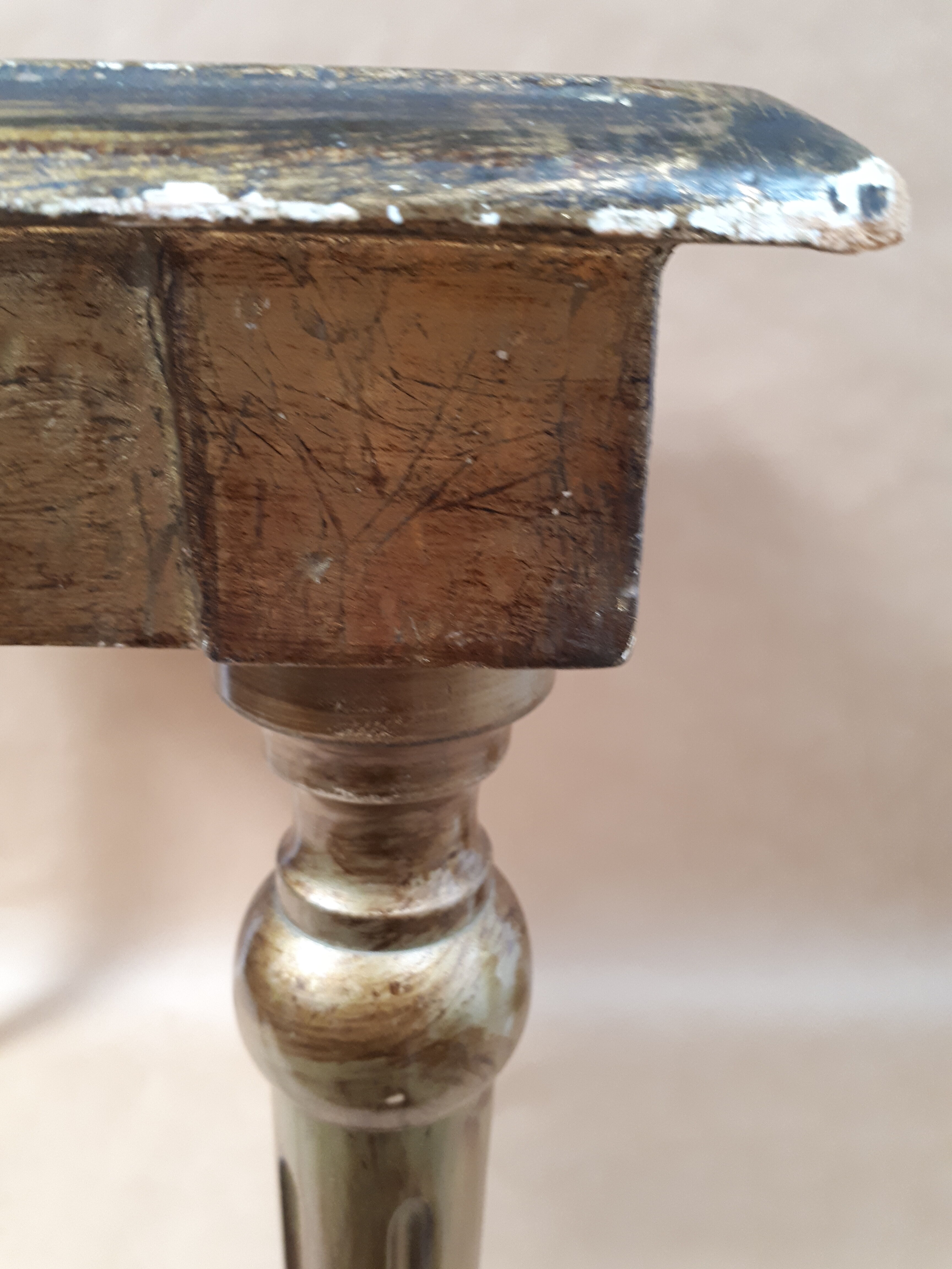 Square pedestal table gilded wood florentine style vintage 1950