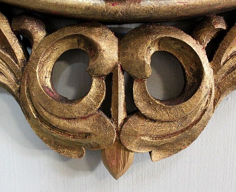 Ancient golden wood witch mirror - late 19th century