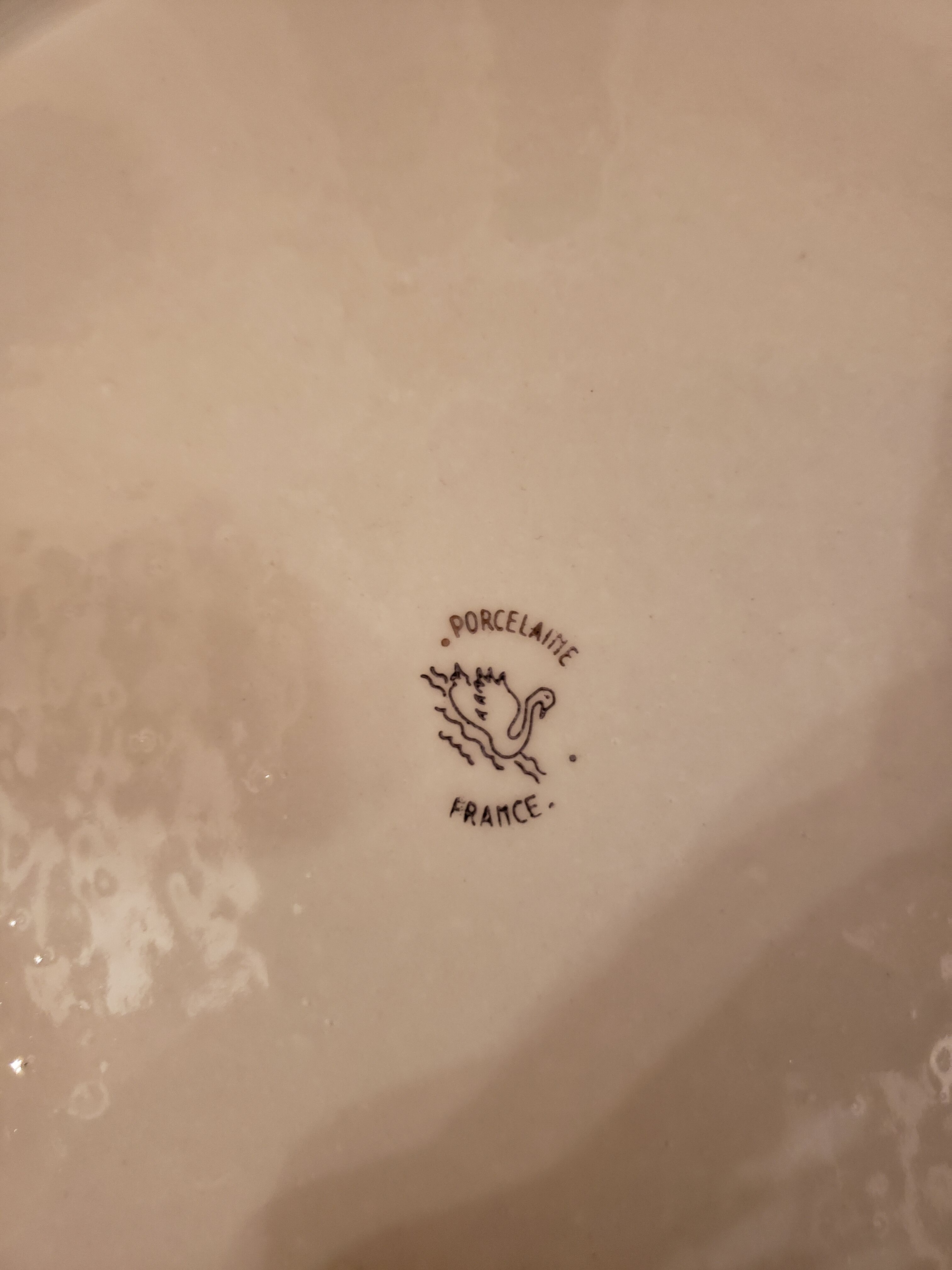 Vintage dish ø27 cm porcelain sarreguemines flameco green