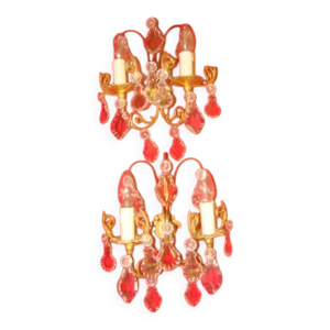 Paire d'appliques bronze - cristal