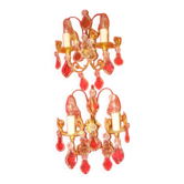 paire d'appliques bronze et cristal à 2 bras de lumière époque début 20 ème
