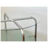 Table d’appoint en métal chrome et verre