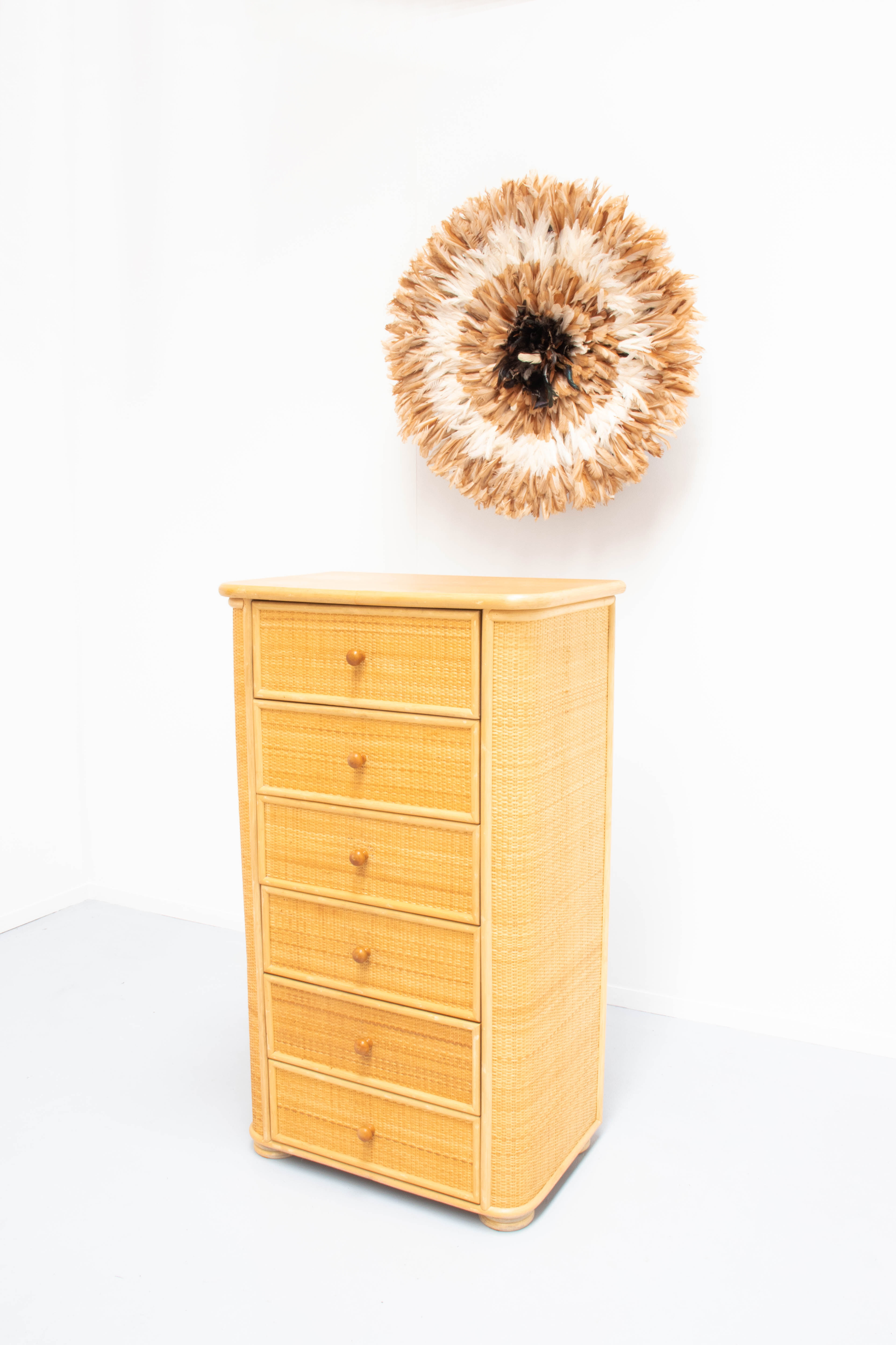 Vintage Bohemian Rattan Chest of drawers