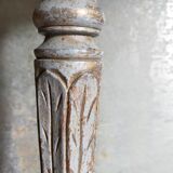 Foot of lamp turned wood carved patina old nineteenth