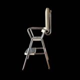 Vintage cosco step stool chair in chrome steel and white skai