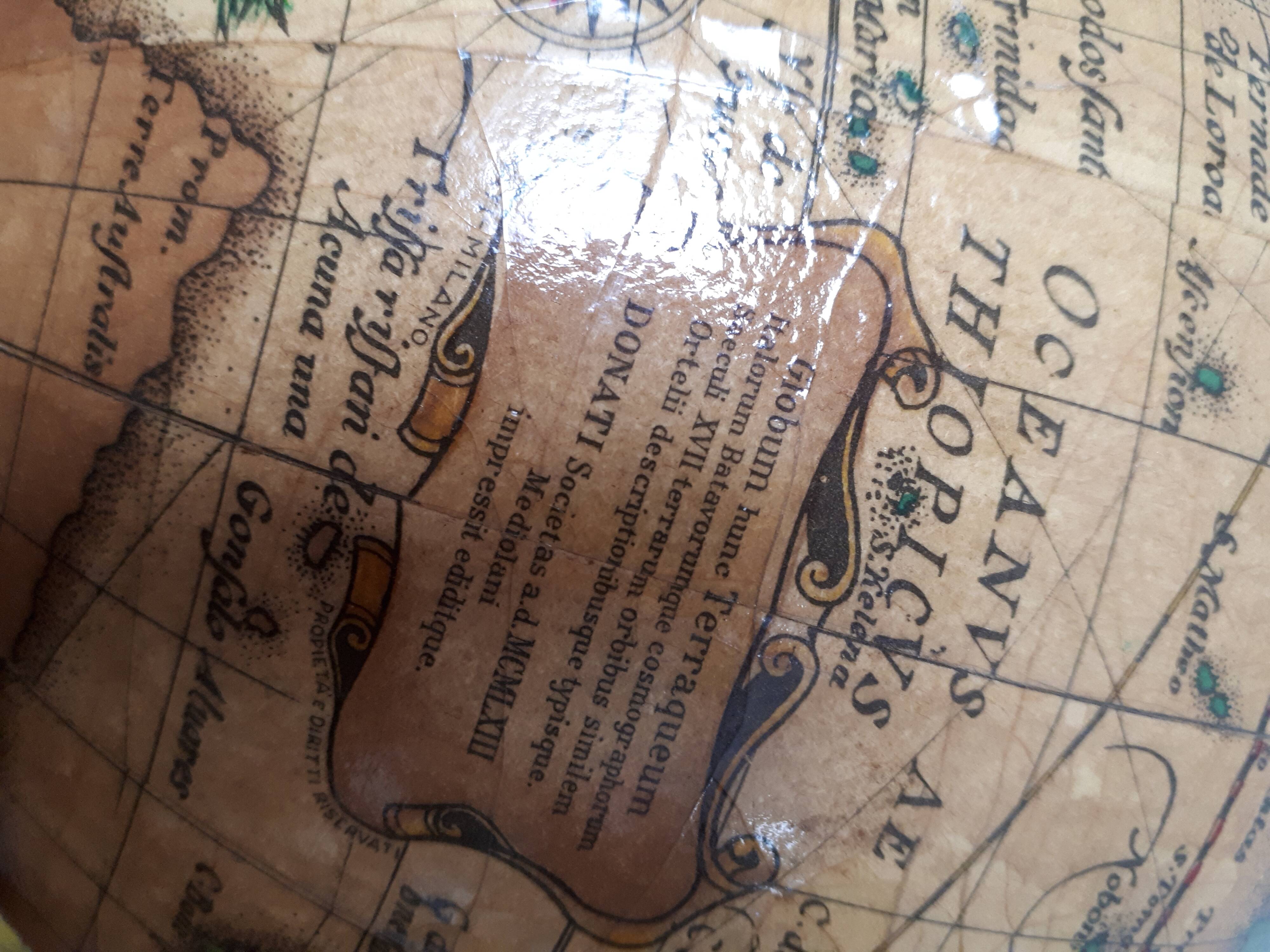 Globe world map vintage 1950 1960 wood old style