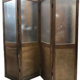Four-leaf varnished wooden screen