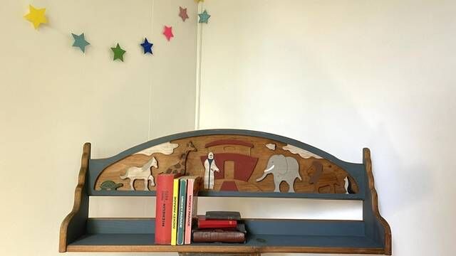 Vintage solid wood noah's ark shelf